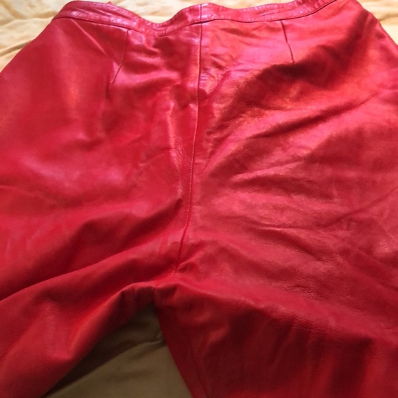 Arin Couture Ltd. Red leather vintage pants sz18/ lined/not hemmed/high waisted - Picture 6 of 15